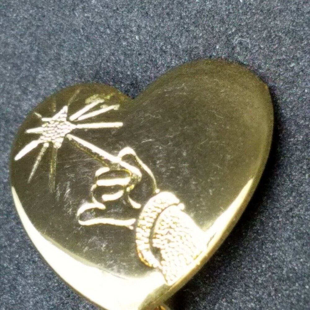 Official Disney The Variety Club Arm & Wand Goldtone Pin Brooch Heart Shaped